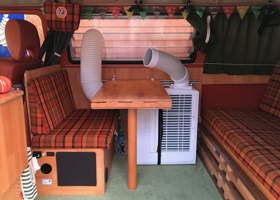 VW TYPE2 LATE BAY BUS WESTFALIA CAMPER : Spot Cooler install 1st try 07