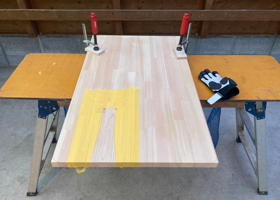 I added wood table to Industrial comprehensive feed arm sewing machine / 総合送りミシン 'TK-8B' 工業用総合送り腕ミシンにウッドテーブルを取り付けて平ミシン化 process 2