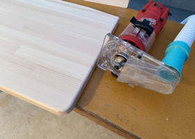 I added wood table to Industrial comprehensive feed arm sewing machine / 総合送りミシン 'TK-8B' 工業用総合送り腕ミシンにウッドテーブルを取り付けて平ミシン化 process 7