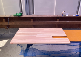 I added wood table to Industrial comprehensive feed arm sewing machine / 総合送りミシン 'TK-8B' 工業用総合送り腕ミシンにウッドテーブルを取り付けて平ミシン化 process 9